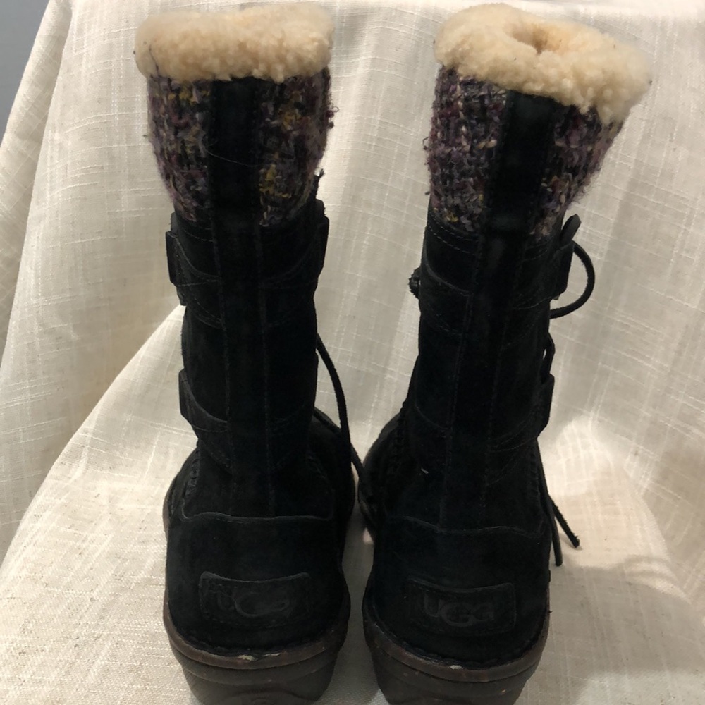 UGG Australia Womens Tanasa Knit, Black Suede Winter Boots Size 7 - Picture 5 of 10